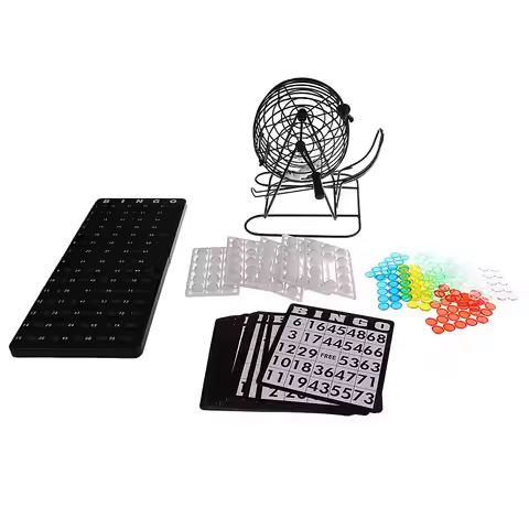 Classic Bingo Cage Game with 75 Ball 150 Token Marker 18 Card Christmas Gift for Club Pub Family Cam