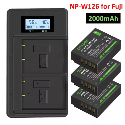 NP-W126S NP W126 Battery with NP-W126 USB LCD Charger for Fujifilm Fuji XT20 XT3 XPro1 X-PRO2 XT30II