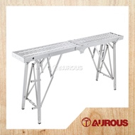 CHROME PORTABLE FOLDING HORSE STOOL BENCH PLATFORM SCAFFOLDING LIFTING LADDER (1.4M / 1.8M)