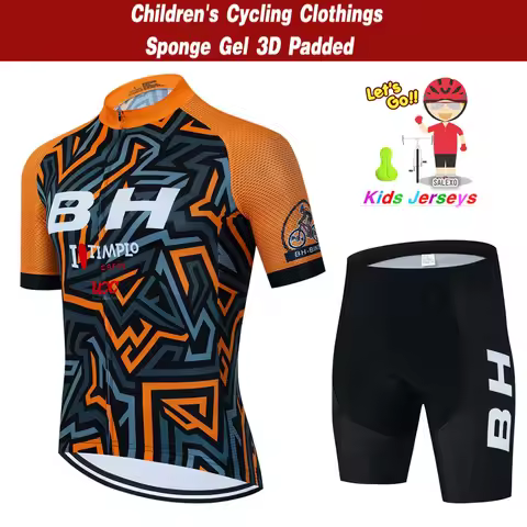 BH Kids Cycling Jersey Set Short Sleeve Children Bike Clothing Breathable Quick Dry Boys Summer Bicy