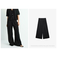 STRADIVARIUS High Waist Pants Black Wide Leg Style DARTED PALAZZO TROUSERS (B0903)
