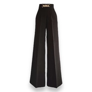 กางเกงขายาวผู้หญิง สไตล์หวาน ผ้าไมโคร ผ้านิ่ม ทรงกระบอก ทิ้งตัว เอวสูง โซ่ทอง ทุกไซส์ รุ่น BN002 Clo