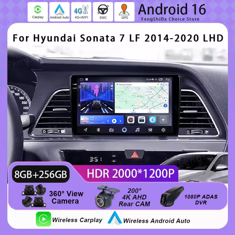 Android Auto For Hyundai Sonata 7 LF 2014 2015 2016 2017 - 2020 LHD Car Radio Multimedia Video Playe