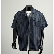 [Workwear Shirt] Workwear Shirt Short-Sleeved Shirt Men's Shirt Japanese Shirt Striped Shirt Retro S