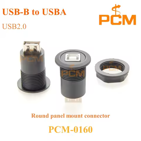 USB-B to USB Adapter Round Panel Mount Dash Mount Flush Mount coupler for Industrial Equipment and C