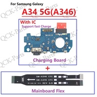 For Samsung Galaxy A34 5G (A346) Charger USB Charging Dock Port Board Connector Main Motherboard Fle