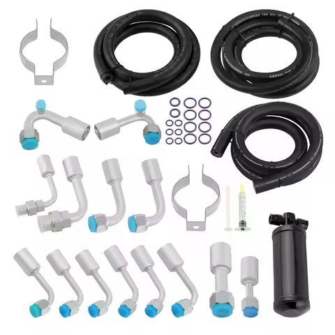 Universal 134a Air Conditioning Hose Kit & Black Drier & O-Ring Fittings