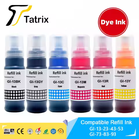 Tatrix GI 13 GI13 GI-13 Premium Color Compatible Bulk Bottle Water Based Refill Ink for Canon PIXMA 