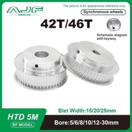 0 42Teeth 3 46Teeth HTD 5M Timing Pulley Bore 5Mm-30Mm BF Type 5M-42T 46T Synchronous Belt Width -42