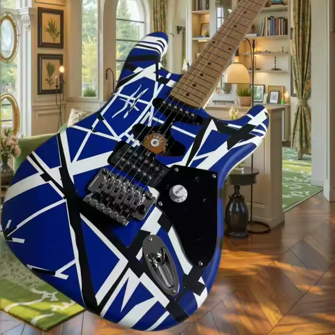 Blue Black Frank Electric Guitar JB Pickup Eddie 5150 Floyd Rose Tremolo Hard Rock Guitar with Seymo