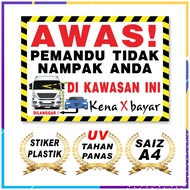 Stiker Awas Lori bas untuk keselamatan | mina jingga