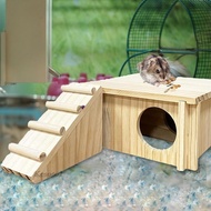 [Kesoto1] Hamster Wood House, Wooden Hut Hut Hamster Hideout with Ladder and