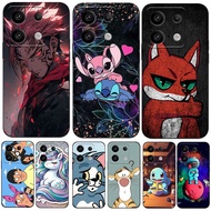 For Xiaomi Redmi Note 13 PRO 5G 4G Global Case Phone Cover black tpu Funny fox cute unicorn