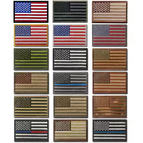USA US American Flag Embroidered Patches Appliques Tactical America Thin Blue Line Flags Armband Bad