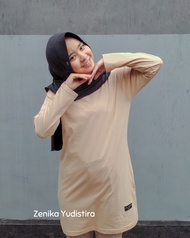 tunik kaos zenika / t-shirt / kaos wanita lengan panjang / kaos combed 24 s / kaos polos muslimah /