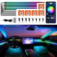 Vgetting 18 in 1 Car Ambient Lights Dual Zone Symphony RGB LED Interior Acrylic Strips Atmosphere Li