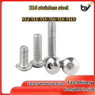 ISO7380 316 Stainless Steel Round Head Hexagon Socket Screws Semicircle Head Screws Pan Head Screws 