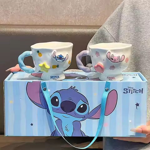 Stitch Christmas Themed Couple Mug Beautiful Coffee Cup Gift Box Set Birthday Gift