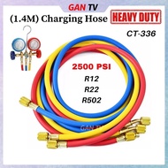1.4M Heavy Duty Refrigeration Gas Meter Manifold Charging Hose 2500PSI R12 R22 R134A R404 R502 GANTV
