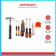 COD Taffware Alat Set Perkakas Palu Obeng Cutter Meteran 8 in 1 / obeng set komplit serbaguna tekiro super kuat 1 set listrik panjang elektrik tespen multifungsi amerika bolak balik tool angin kompresor tekiro lengkap anti setrum 8 in bor mangnet bintang