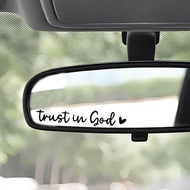 7.9-Car Rearview Mirror Stickers 2pcs Trust in god Makeup Mirror Decorative Stickers