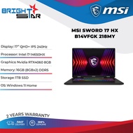 MSI Sword 17 HX B14VFKG-218MY Gaming Laptop - 17" QHD+ IPS 240Hz/Intel i7-14650HX/16GB DDR5/1TB SSD/