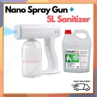 [Ready Stock] Nano Spray Gun Disinfection Blu-Ray Handheld Wireless Fogging+5L Sanitizer Disinfectant