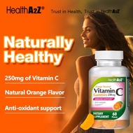 Gummies Vitamin C HealthA2Z, 250 mg, Perisa Oren Asli, Anti-Pengoksidaan, Kesihatan Imun, 60 Tablet