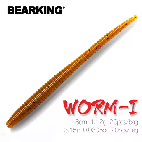 BEARKING worm Soft Lures 8cm 1.12g 20pcs/bag Fishing Artificial Silicone Bass Pike Minnow Swimbait J