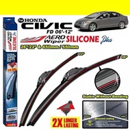 H/D Civic FD 2006 - 2012 Aero Wiper Red Line Silicone Plus 1pair (26"/22" & 640mm/550mm) ~ U-Hook Ty