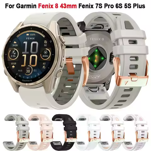 QuickFit Silicone 20mm Sport Watch Strap For Garmin Fenix 8 43mm/Fenix 7S Pro 6S Pro 5S Plus Bracele