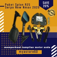 Paket Spion R25 Serpo All New Yamaha Nmax 2020 2021 Spion R25 Serpo Walnut Nmax N max 2020 2021 Akse