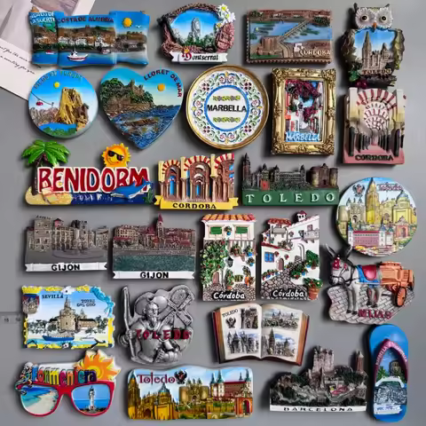 Spain Fridge Magnets Cordoba Marbella Toledo Sevilla Montserrat Gijon LLORET Toledo Benidorm Magnet