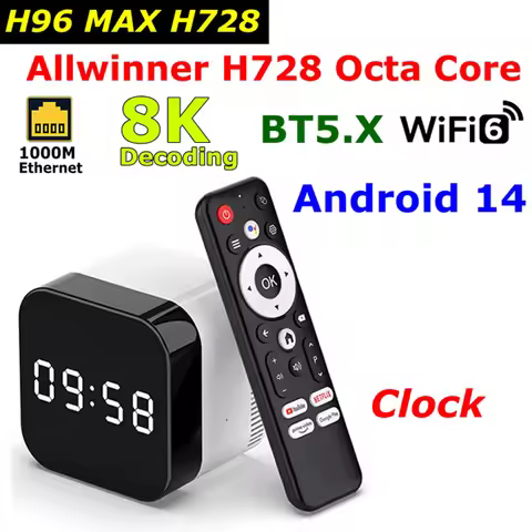 Allwinner H728 Octa Core H96 MAX H728 TV BOX Max 4GB 128GB Android 14 8K Video Decoding 1000M LAN Wi