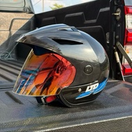 SPECIAL EDITION CAP COMBO SET HELMET LTD SPORT BLACK LINE BLUE INCLUDE VISOR SIANG MALAM CRYSTAL CLE