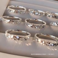 现货配阶足银9999三面碎冰冰闭口戒指女轻奢感精工爆闪纯银指26.3.23Spot matching grade foot silver 9999 three-sided crushed ice202