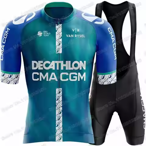 2025 Team CMA-CGM Cycling Jersey Set Summer France Tour Cycling Clothing Men Short Sleeve Kit Road B