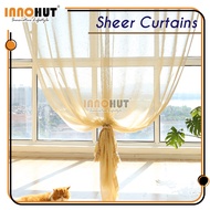 [1PC] Beige Color Sheer Curtain Window Screening Drapes Pinch Pleat (Hook) / Eyelet Curtain Langsir 
