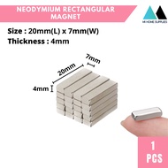 [M1 Home Supplies] 1pcs - Size : 20mm x 7mm x 4mm - Neodymium Rectangular Magnet