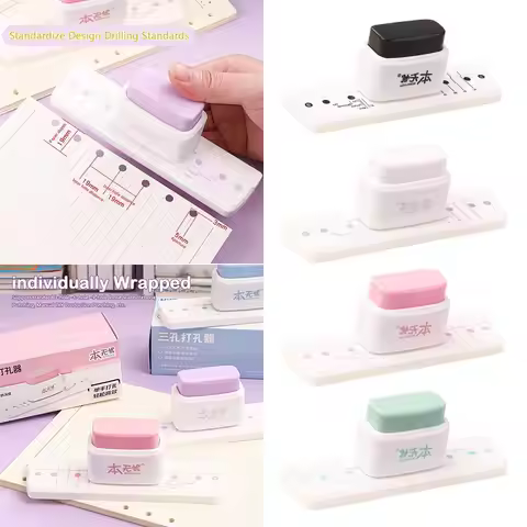 3-Hole Mini Hand Hole Puncher Multi-functional Aperture 5mm Standard Hole Punch Multicolor DIY Scrap