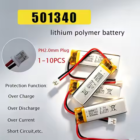 3.7V Lithium Battery 501340 300mAh Rechargeable Polymer Batteries for TWS Bluetooth Headset Beauty I