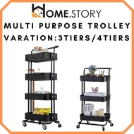 Home.Story 3 Tier 4 Tier Trolley Storage Racks Office Shelves Book Shelving/ 3 tier Trolley Rack (PP Material)