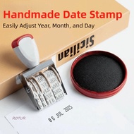 ROTUR Self-Inking Rubber Date Stamp, Adjustable Vintage Digital Date Wheel Stamp, Multifunctional Pr