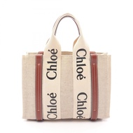[Used] Chloe Chloe Small Tote Bag, NATURAL/ Braun Canvas Leather, Women's, Used B