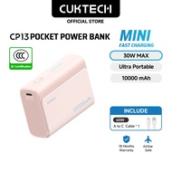 【3C  Certification】CUKTECH Mini Powerbank 10000mAh 30W Fast Charging Built in Cable Powerbank iP16/1
