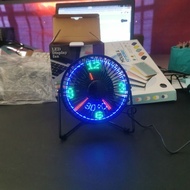 High-value USB Real Clock Temperature Fan Silent Student Table Desktop Luminous Small Fan 3d Cool Gift