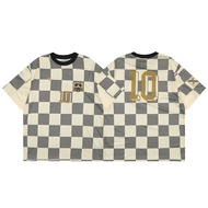 Aime Leon Dore Maychao Gingham Jersey Short Sleeve Badge Embroider Retro Casual Breathable Sports T-