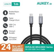 Aukey Cable 1M Braided C To C Usb New Aukey Charger Iphone Samsung 1