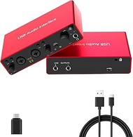 2i2 USB Audio Interface, 24Bit/192kHz Studio Recording, 48V Phantom Power, Zero-Latency Monitoring –