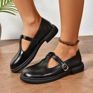 Solid Color Mary Jane Platform Shoes Woman 2025 Buckle Strap Pu Leather Casual Shoes Woman Thick Sol